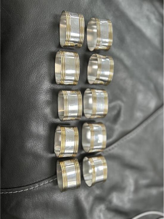 Other - Set of 10 Elegant Silver plated and Brass Napkin Rings